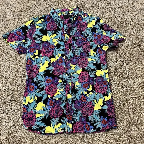 Empyre Button Up Collar Shirt Pocket‎ Floral Skater Eclectic Grandpa Party Loose - Picture 1 of 10